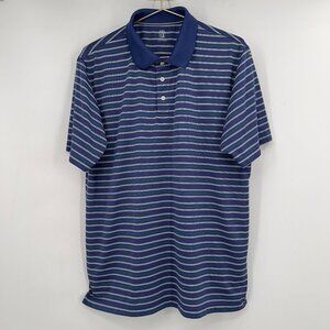 PGA Tour Men’s Striped Polo Shirt Blue Multi-Color Size Large